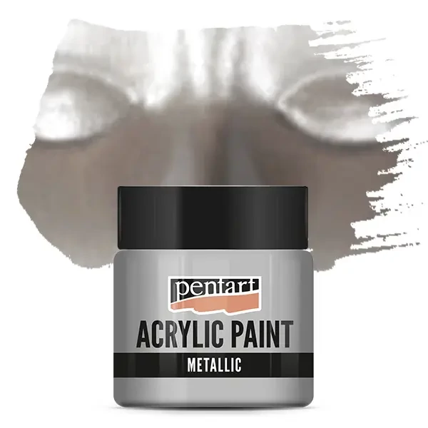 Vopsea acrilică metalizată Pentart, 50 ml - argint
