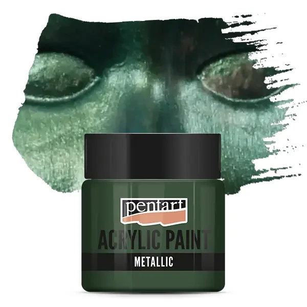 Vopsea acrilică metalizată Pentart, 50 ml - verde chihlimbar