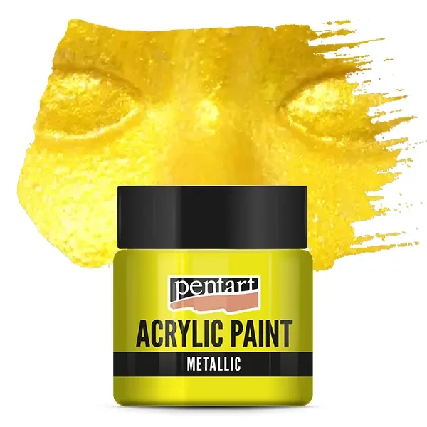 Vopsea acrilică metalizată Pentart, 50 ml - galben