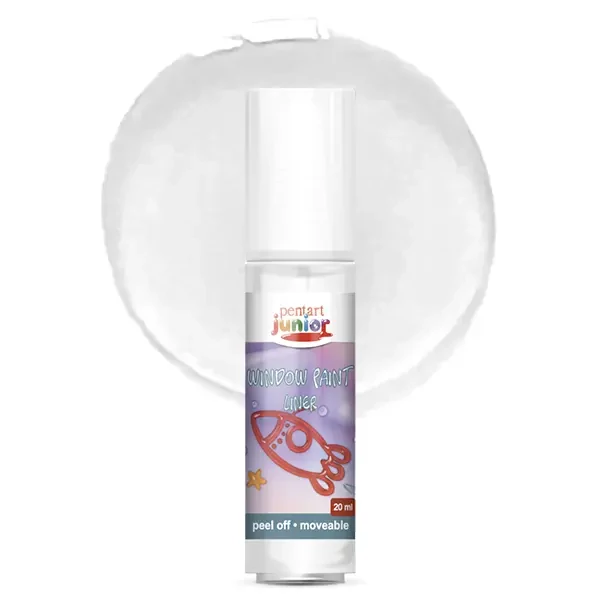 Pentart Junior Window Paint – vopsea sub formă de autocolant detașabil pentru geamuri, 20 ml – transparent