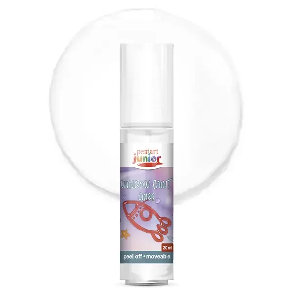Pentart Junior Window Paint – vopsea sub formă de autocolant detașabil pentru geamuri, 20 ml –alb