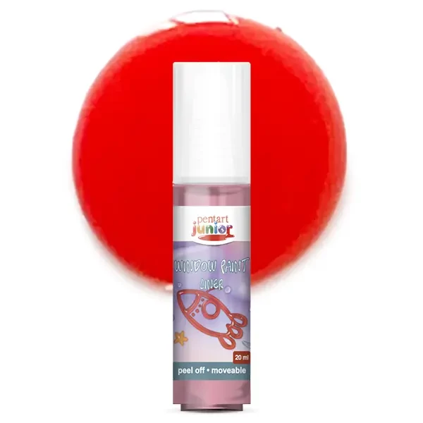 Pentart Junior Window Paint – vopsea sub formă de autocolant detașabil pentru geamuri, 20 ml –roșu