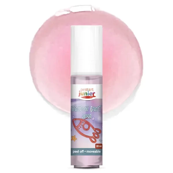 Pentart Junior Window Paint – vopsea sub formă de autocolant detașabil pentru geamuri, 20 ml – roz