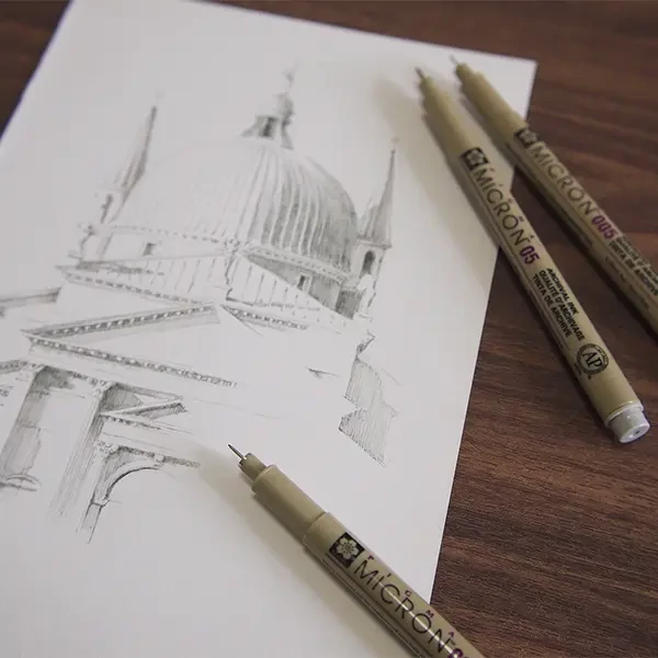 Sakura Pigma Micron Set stilou pentru desen tehnic és markere tip pensulă  - 6+2 piese, nuanțe de gri