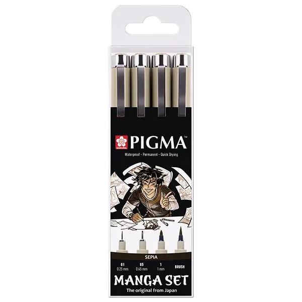 Sakura Pigma set desen  - 4 buc, Manga set, sepia