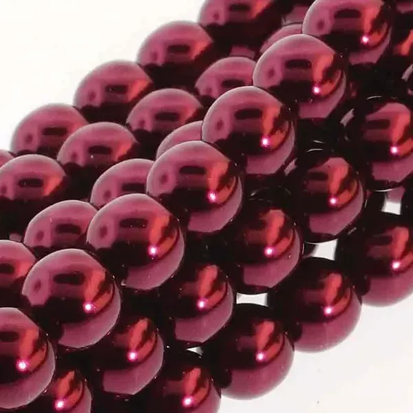 Colier ceh din mărgele de sticlă Tekla, 6 mm, 75 buc - Burgundy