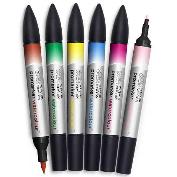 Promarker Watercolour marker tip pensulă acuarelă cu două vârfuri   set  - 6 buc, floral tones
