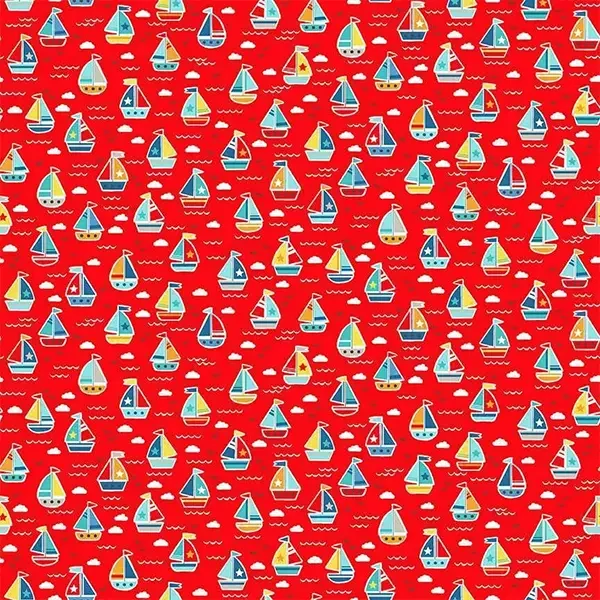 Tesatura patchwork - Makower - Pool Party Boats Red 2439/R