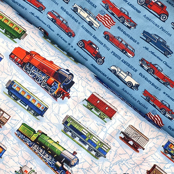 Material patchwork  - Robert Kaufman - All Aboard AKO-14089-195 bright