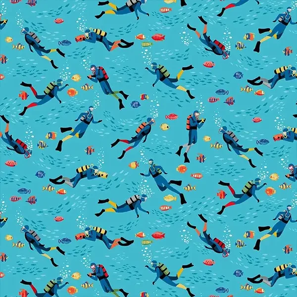 Tesatura patchwork - Makower - Deep Blue Sea 138/B2 Divers light blue