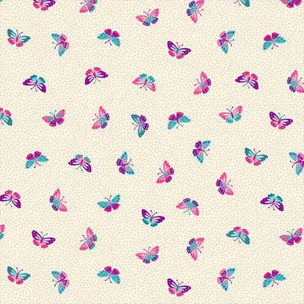Tesatura patchwork - Makower - Tropica 149/Q Butterflies cream