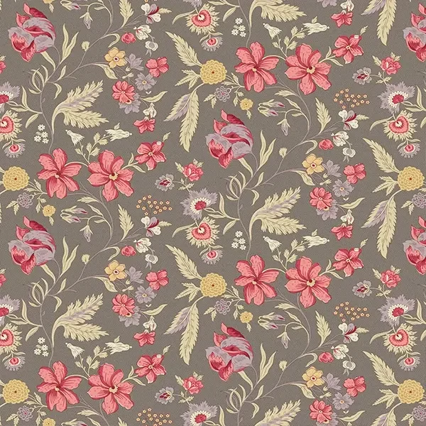 Material patchwork  - Makower - Wildflower Cottage 1590C Wildflower pewter