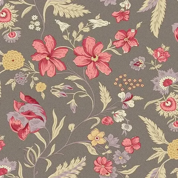 Material patchwork  - Makower - Wildflower Cottage 1590C Wildflower pewter
