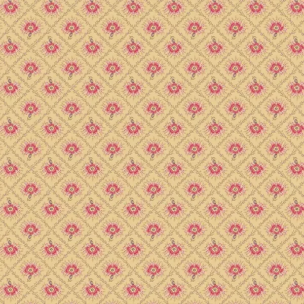 Material patchwork  - Makower - Wildflower Cottage 1591R Trellis buttercup