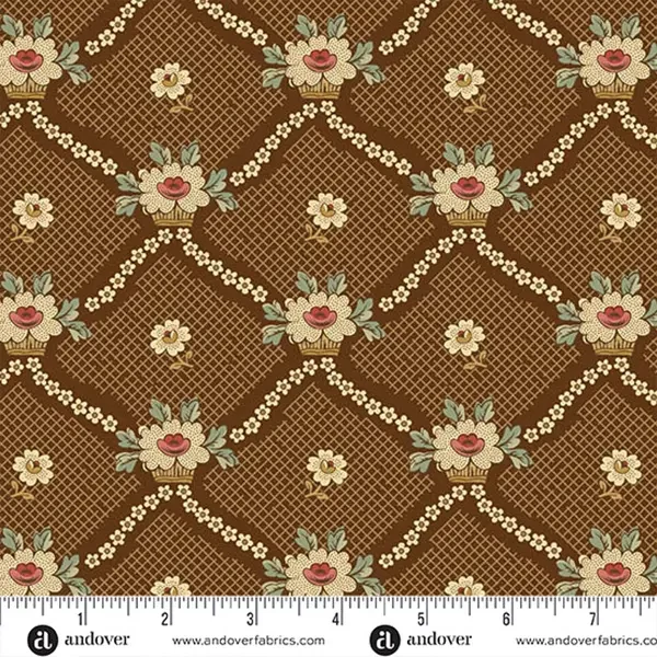 Material patchwork - Andover - Always and Forever by Renee Nanneman 1662N lattice chocolate
