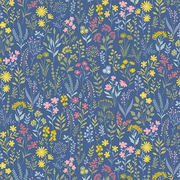 Material patchwork  - Makower - Petite Fleur 180/B Meadow blue