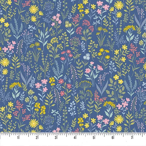 Material patchwork  - Makower - Petite Fleur 180/B Meadow blue