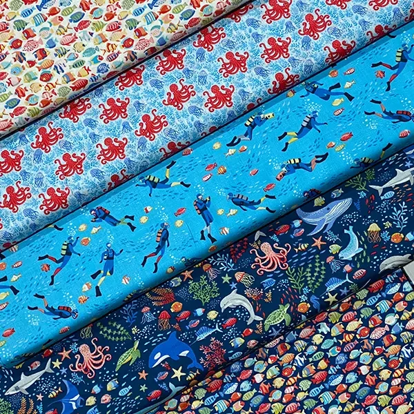 Tesatura patchwork - Makower - Deep Blue Sea 137/B8 Creatures dark blue