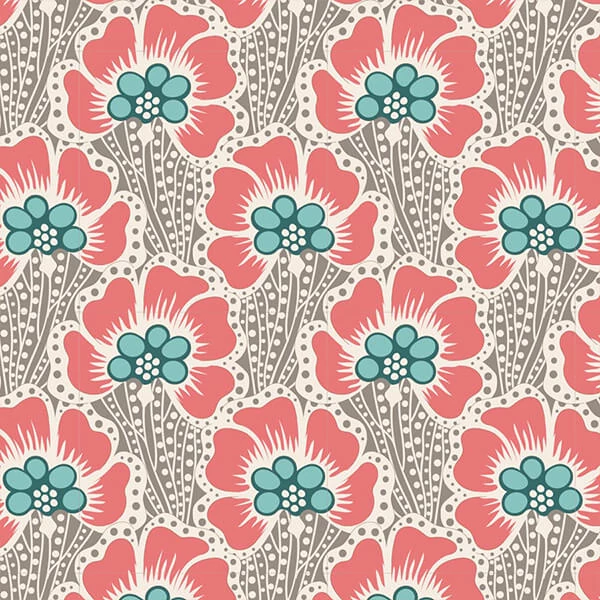 Material patchwork  - Tilda Cotton Beach - Ocean flower grey 100330