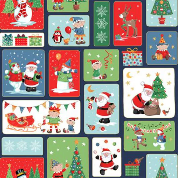 Patchwork anyag - Makower - Christmas 23 Santa Blocks  2583-1