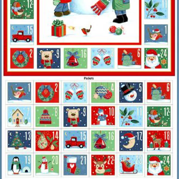 Material patchwork - Makower - Christmas 23 Advent Santa Snowman  2589-1 Panel, 60cm