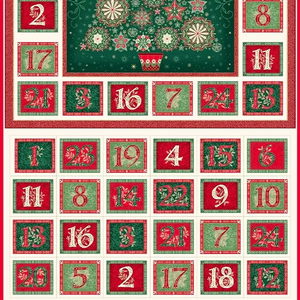 Tesatura patchwork - Makower - Good Tidings Advent 110/1, Panel, 60cm
