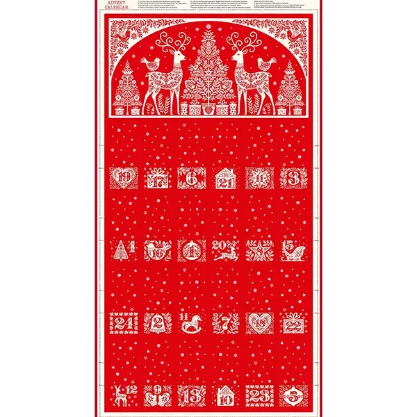 Tesatura patchwork - Makower - Christmas 25 Scandi Advent Red 117/R, Panel, 60cm