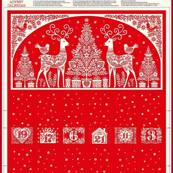 Tesatura patchwork - Makower - Christmas 25 Scandi Advent Red 117/R, Panel, 60cm