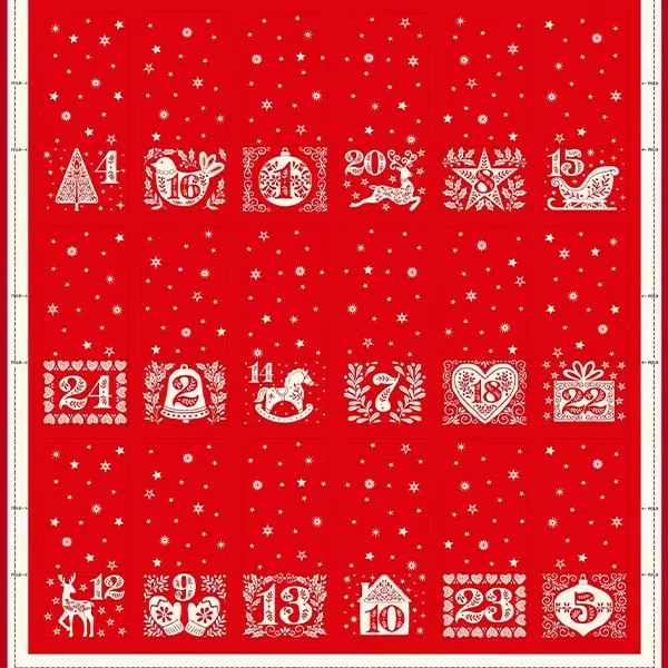 Tesatura patchwork - Makower - Christmas 25 Scandi Advent Red 117/R, Panel, 60cm
