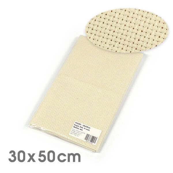 Kongré, Aida Pânză pentru broderie  cu punct în cruce, 14 count - ecru, 30x50 cm