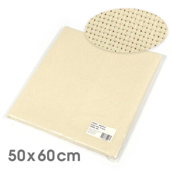 Kongré, Aida Pânză pentru broderie  cu punct în cruce, 14 count - ecru, 50x60 cm