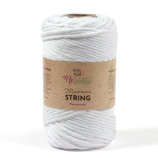 Fire Macrame, ReTwisst Macrame String, 3 mm, 250 g - 01, alb