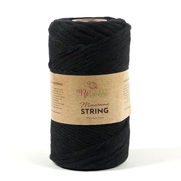 Fire Macrame, ReTwisst Macrame String, 3 mm, 250 g - 02, negru