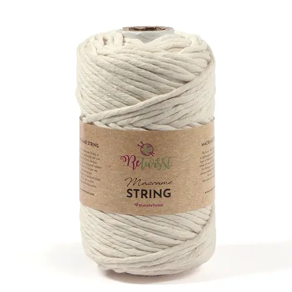 Fire Macrame, ReTwisst Macrame String, 3 mm, 250 g - 07, alb murdar