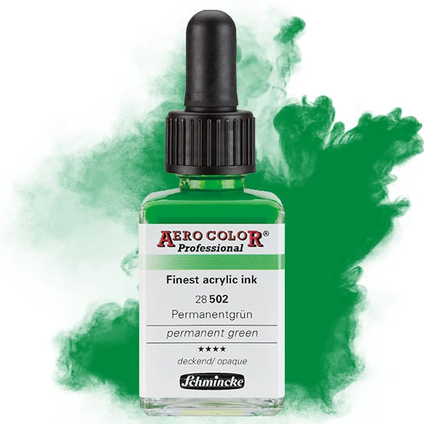 Schmincke AERO COLOR Professional vopsea aerograf , 28 ml - 502, permanent green
