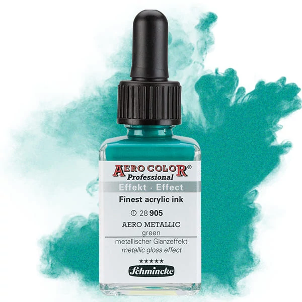 Schmincke AERO COLOR Professional vopsea aerograf , 28 ml - 905, AERO METALLIC green