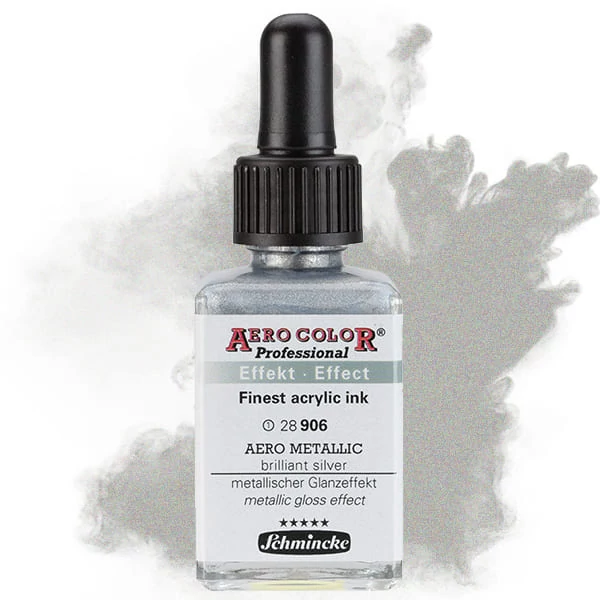 Schmincke AERO COLOR Professional vopsea aerograf , 28 ml - 906, AERO METALLIC brilliant silver