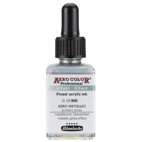 Schmincke AERO COLOR Professional vopsea aerograf , 28 ml - 906, AERO METALLIC brilliant silver