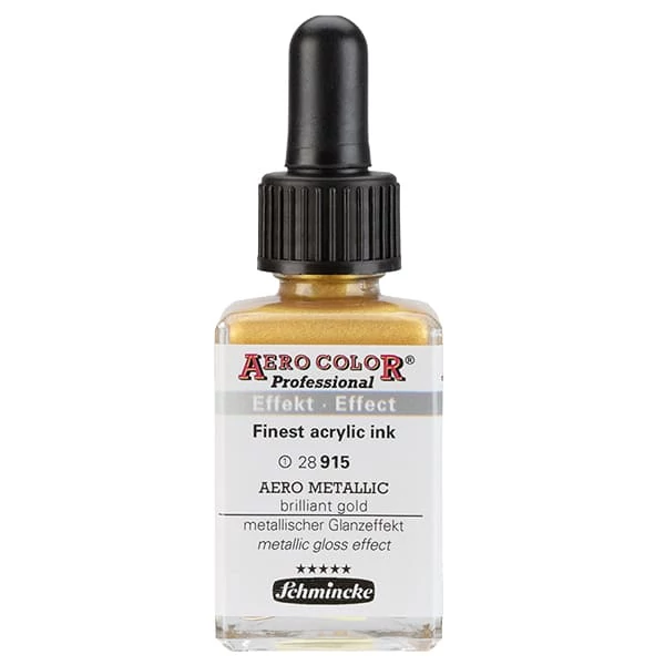 Schmincke AERO COLOR Professional vopsea aerograf , 28 ml - 915, AERO METALLIC brilliant gold