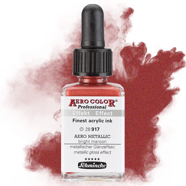Schmincke AERO COLOR Professional vopsea aerograf , 28 ml - 917, AERO METALLIC bright maroon