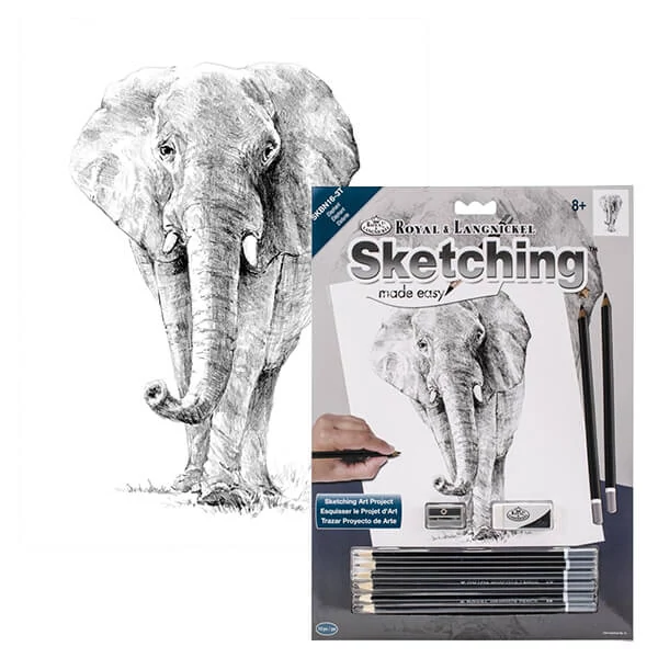 Set desen schițe și grafică cu instrumente, 22x30 cm - Elefant