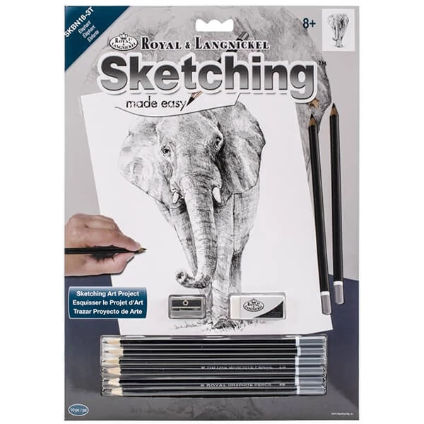 Set desen schițe și grafică cu instrumente, 22x30 cm - Elefant