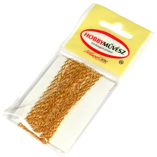 Lanț metalic pentru bijuterii, 2 m - culoare aurie, 2x1,5 mm