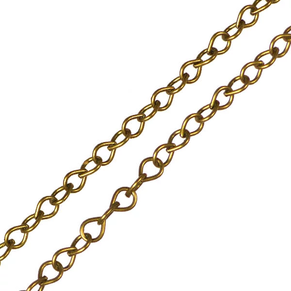 Lanț metalic pentru bijuterii, 2 m - culoare bronz antic, 3x4 mm