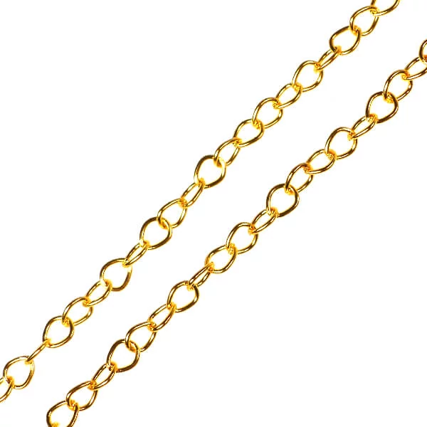 Lanț metalic pentru bijuterii, 2 m - culoare aurie, 4x5 mm