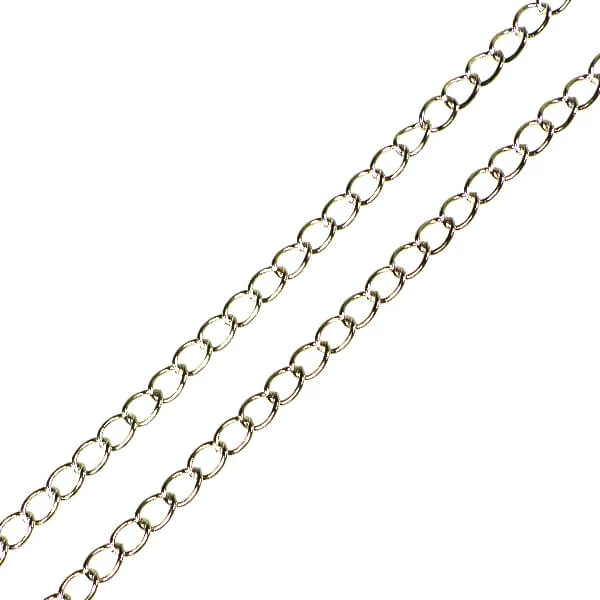 Lanț metalic pentru bijuterii, 2 m - rodiu, 3x6 mm