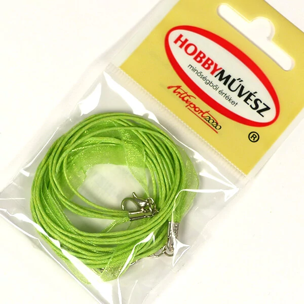 Colier din organza cu fir cerat, închizător delfin - verde kiwi