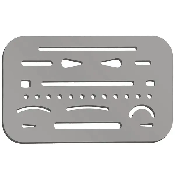 Șablon pentru radieră, metal, 6x9,3 cm