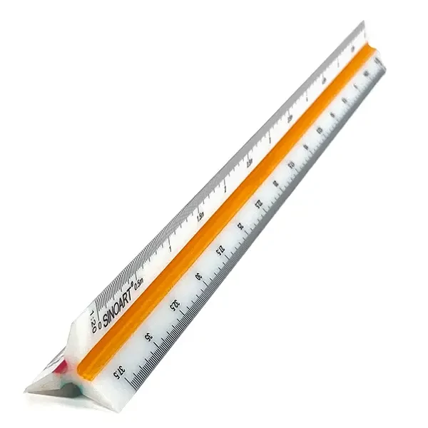 Rigla triunghiulară cu scală de 30 cm – 1:20, 1:25, 1:50, 1:75, 1:100, 1:125