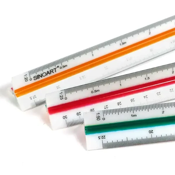 Rigla triunghiulară cu scală de 30 cm – 1:20, 1:25, 1:50, 1:75, 1:100, 1:125